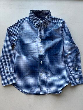 Ralph Lauren Blue & White Gingham Button-Down Shirt